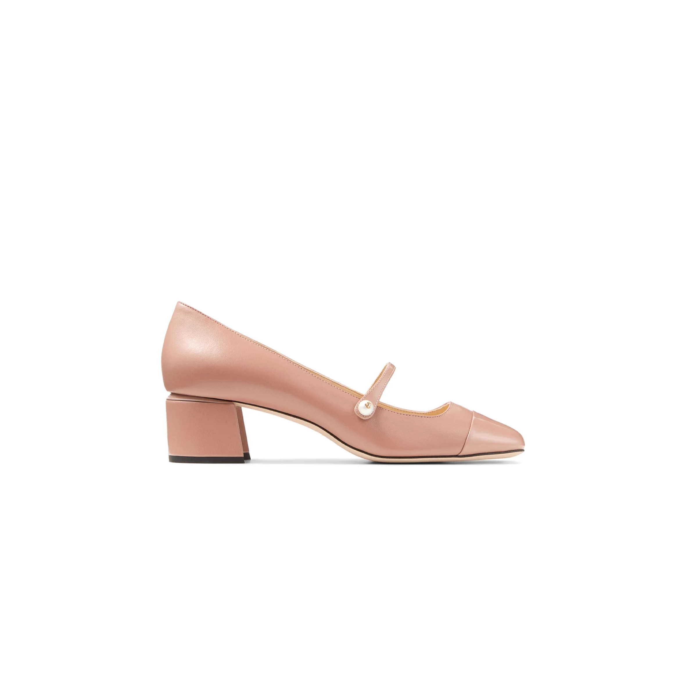 JIMMY CHOO ELISA 45 BALLET PINK NAPPA AND PATENT LEATHER PUMPS ELISA45PTZ